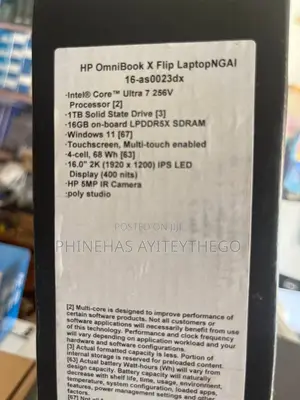 New Laptop HP OmniBook X Flip 16" 16GB Intel Core Ultra 7 SSD 1T