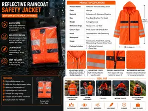 Reflective Raincoat Safety Jacket – Orange