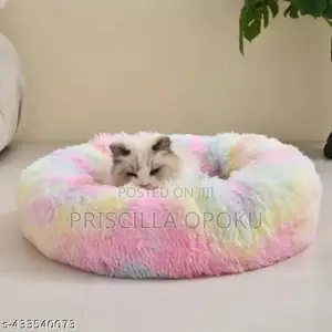 Dog or Cat Rainbow Fluffy Donut Bed