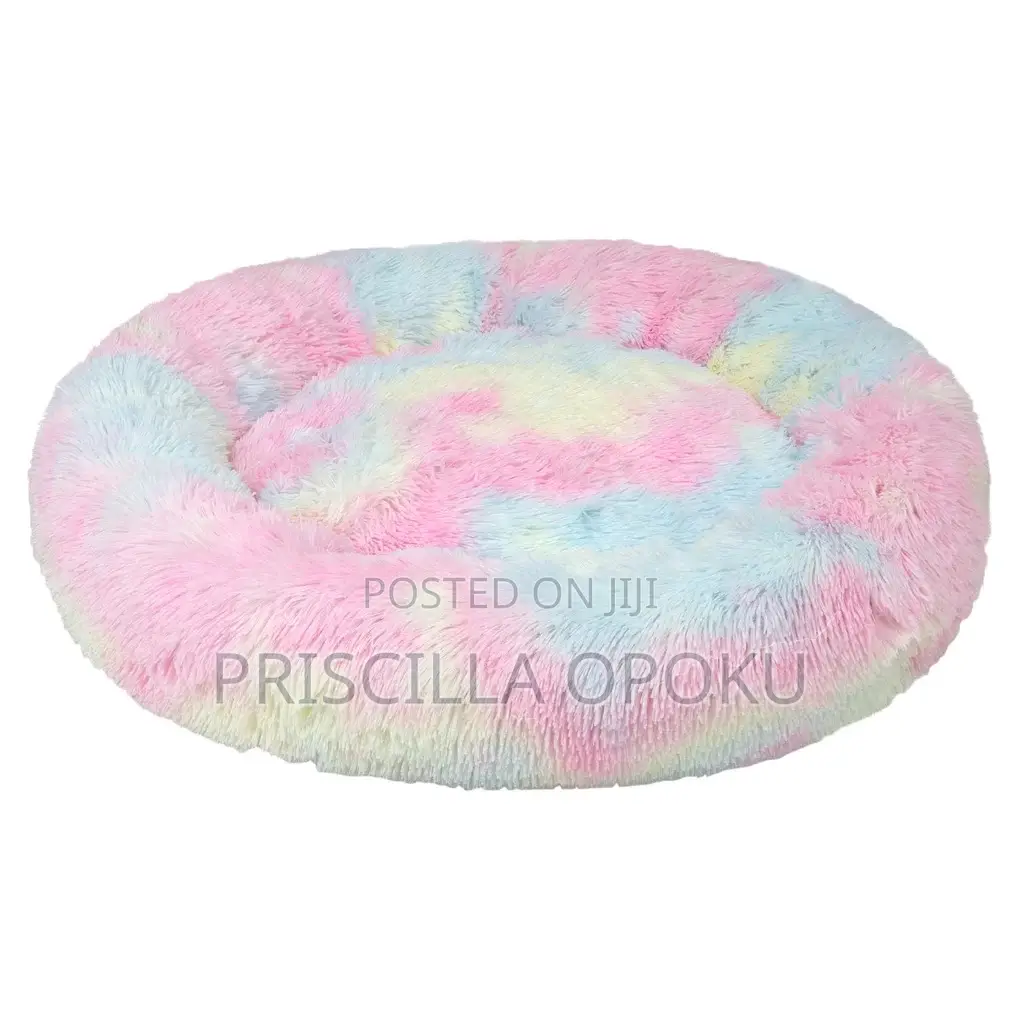 Dog or Cat Rainbow Fluffy Donut Bed