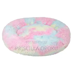 Dog or Cat Rainbow Fluffy Donut Bed