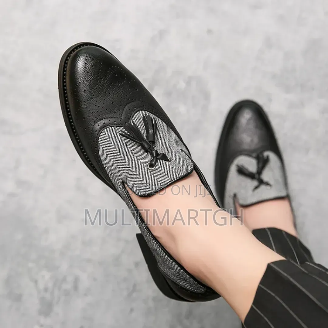 Men's Black Leather Tassel Loafers