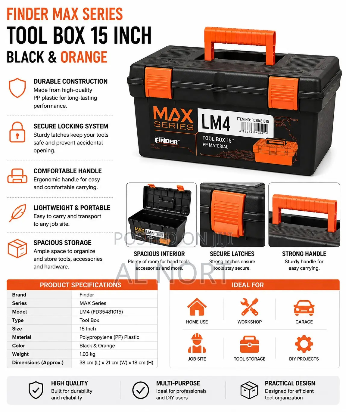 Finder Max Series Tool Box 15 Inch