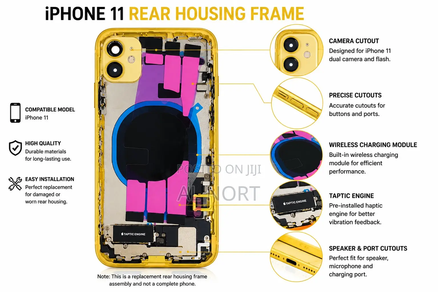 iPhone 11 Rear Housing Frame With Wireless Charging Flex