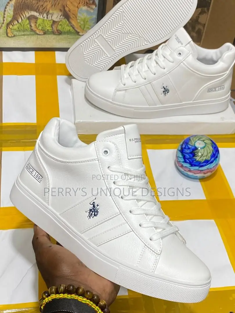 Polo Assn. Men’S Classic White Mid-Top Heritage Sneakers