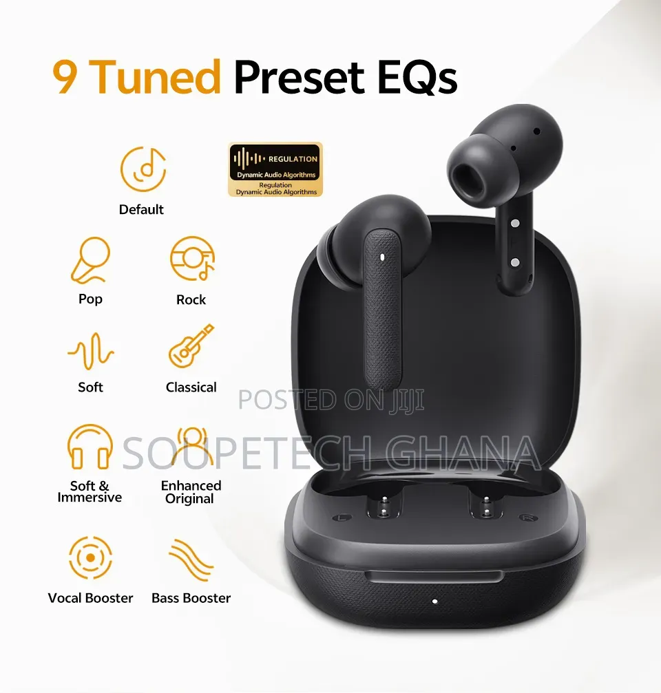  Qcy TWS Bluetooth 5.3 Earbuds – Long Battery Life- Black