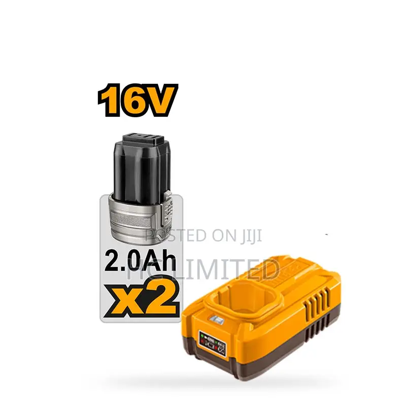 Ingco 16v Cordless Drill 60nm + 2 Batteries Brush Set-Cosli240786