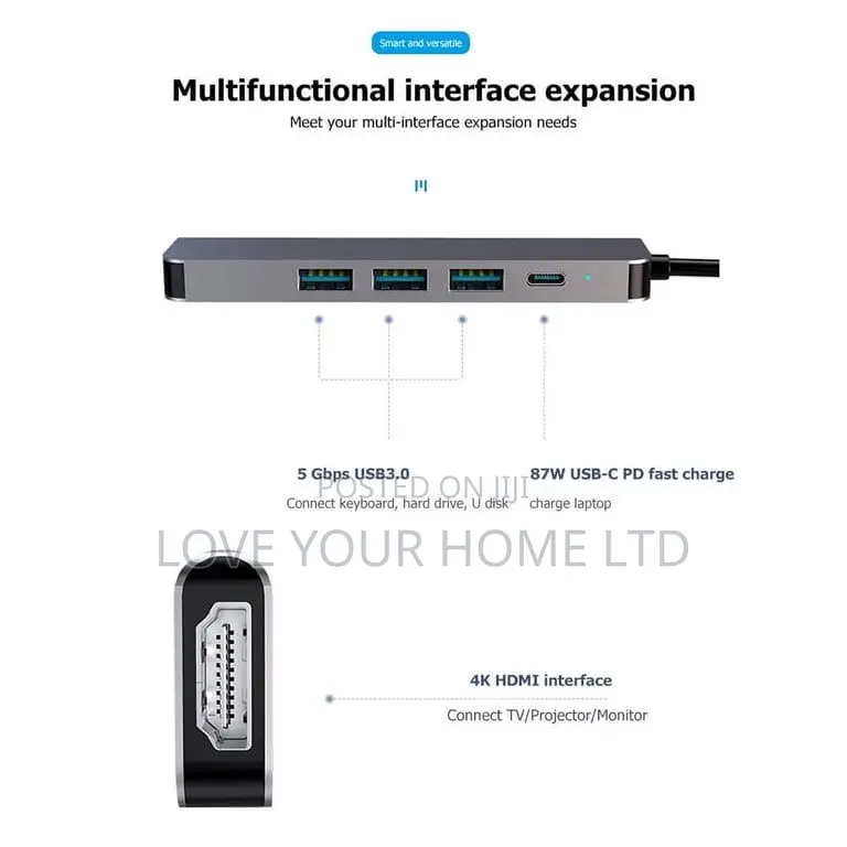 5-in-1 Usb-C to Hdmi Multiport Adapter With Usb 3.0 Ports