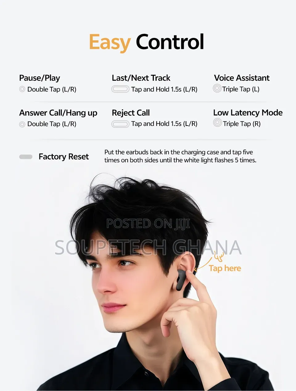 Qcy TWS Bluetooth 5.3 Earbuds – Long Battery Life - White