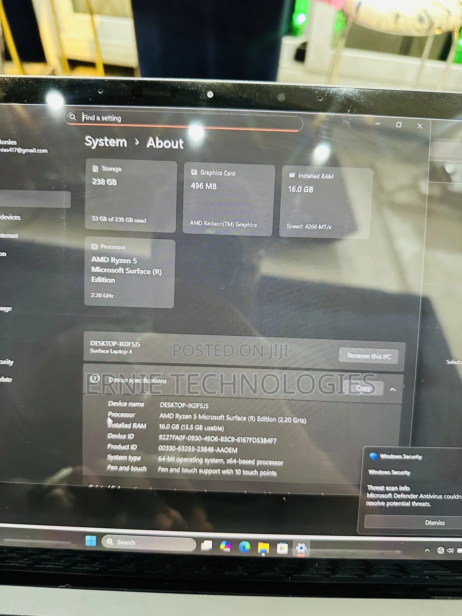 Laptop Microsoft Surface Laptop 4 16GB AMD Ryzen 5 SSD 256GB