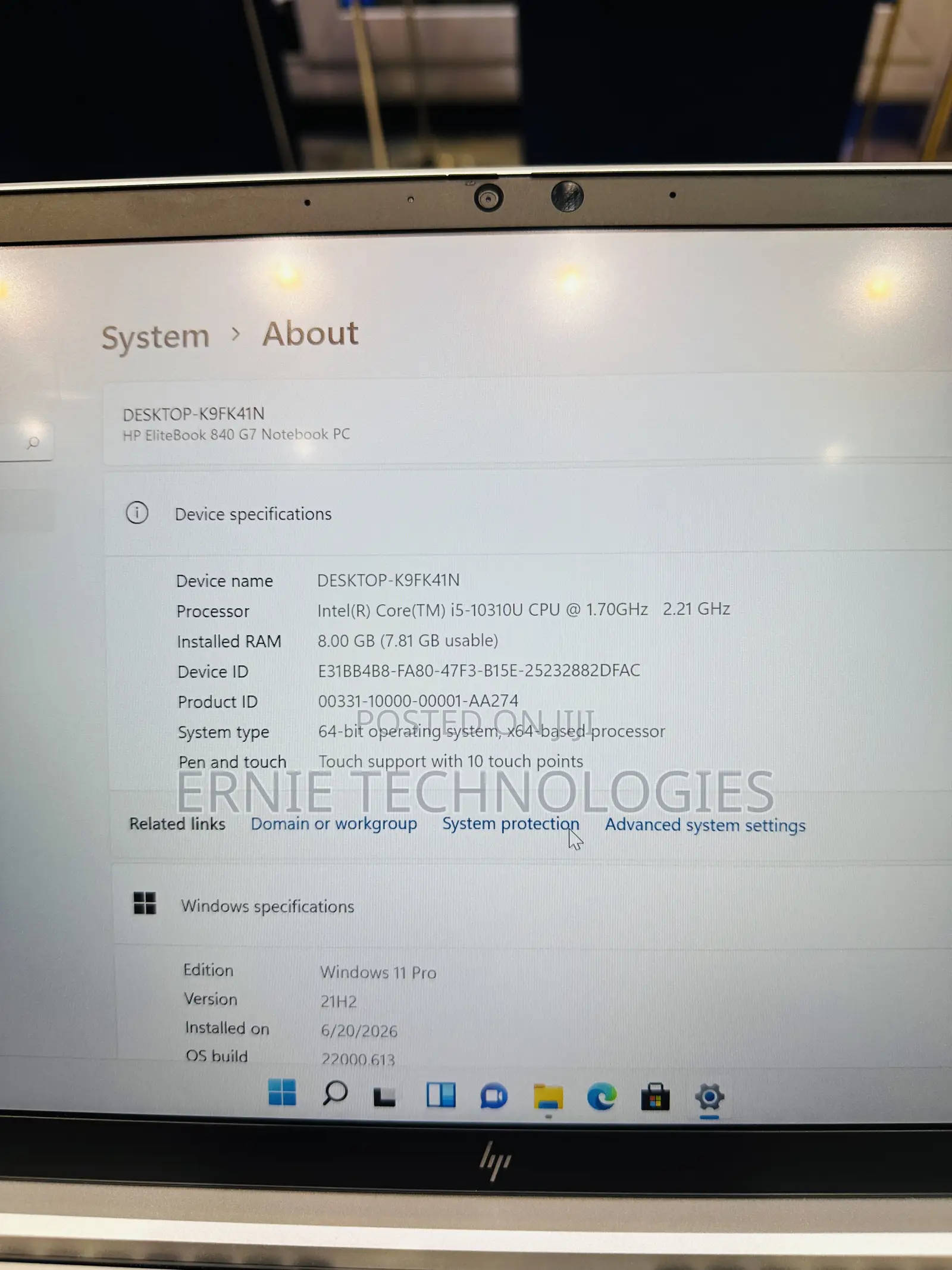 Laptop HP EliteBook 840 G7 8GB Intel Core i5 SSD 256GB