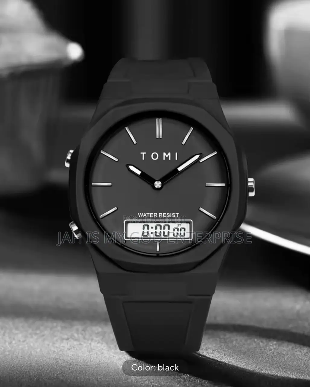 Tomi T238 Men's Electronic Trendy Simple Wristwatch-Black