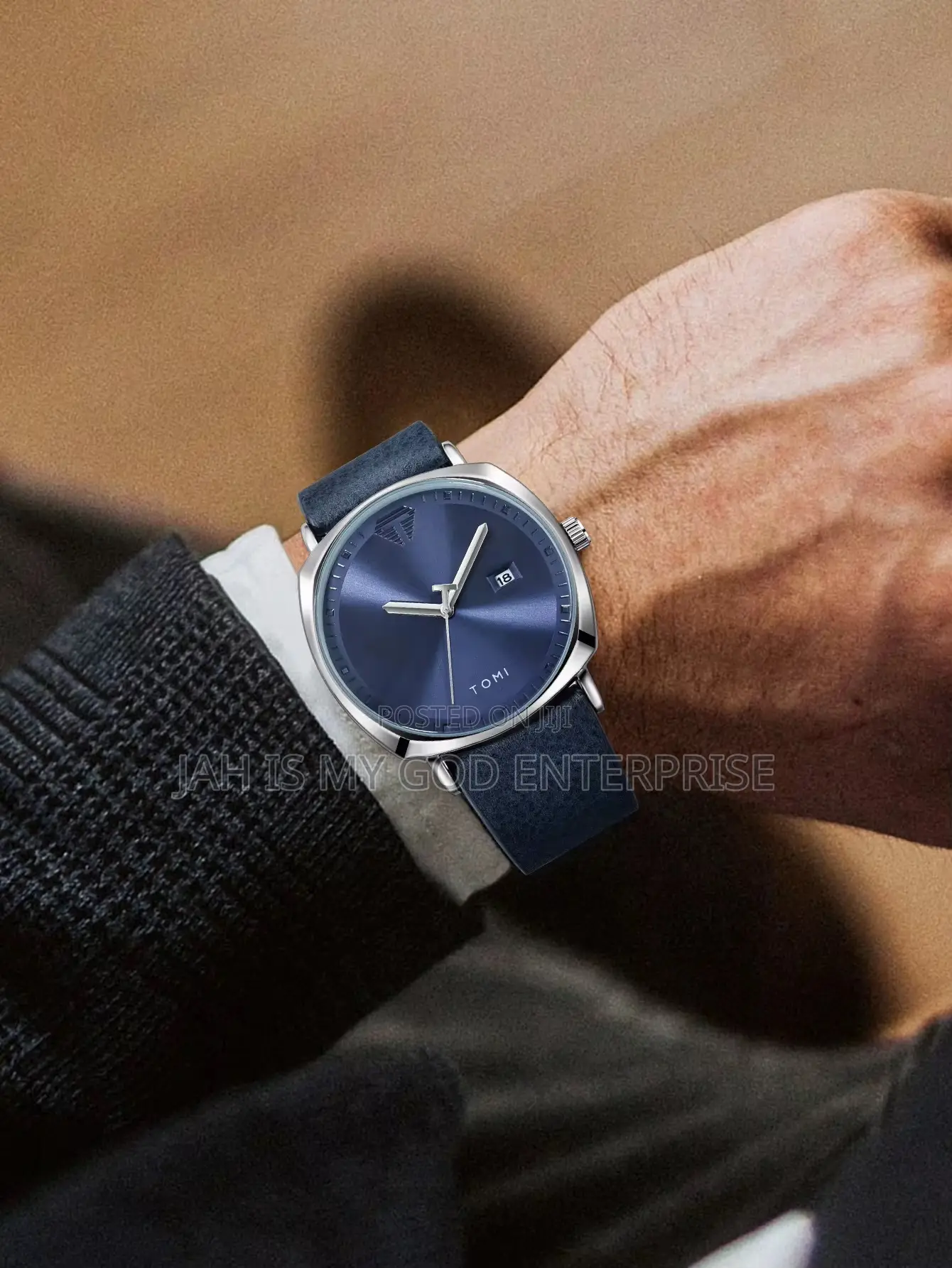 Tomi Men's Minimalist Leather Casual Quartz Watch-blue Silver