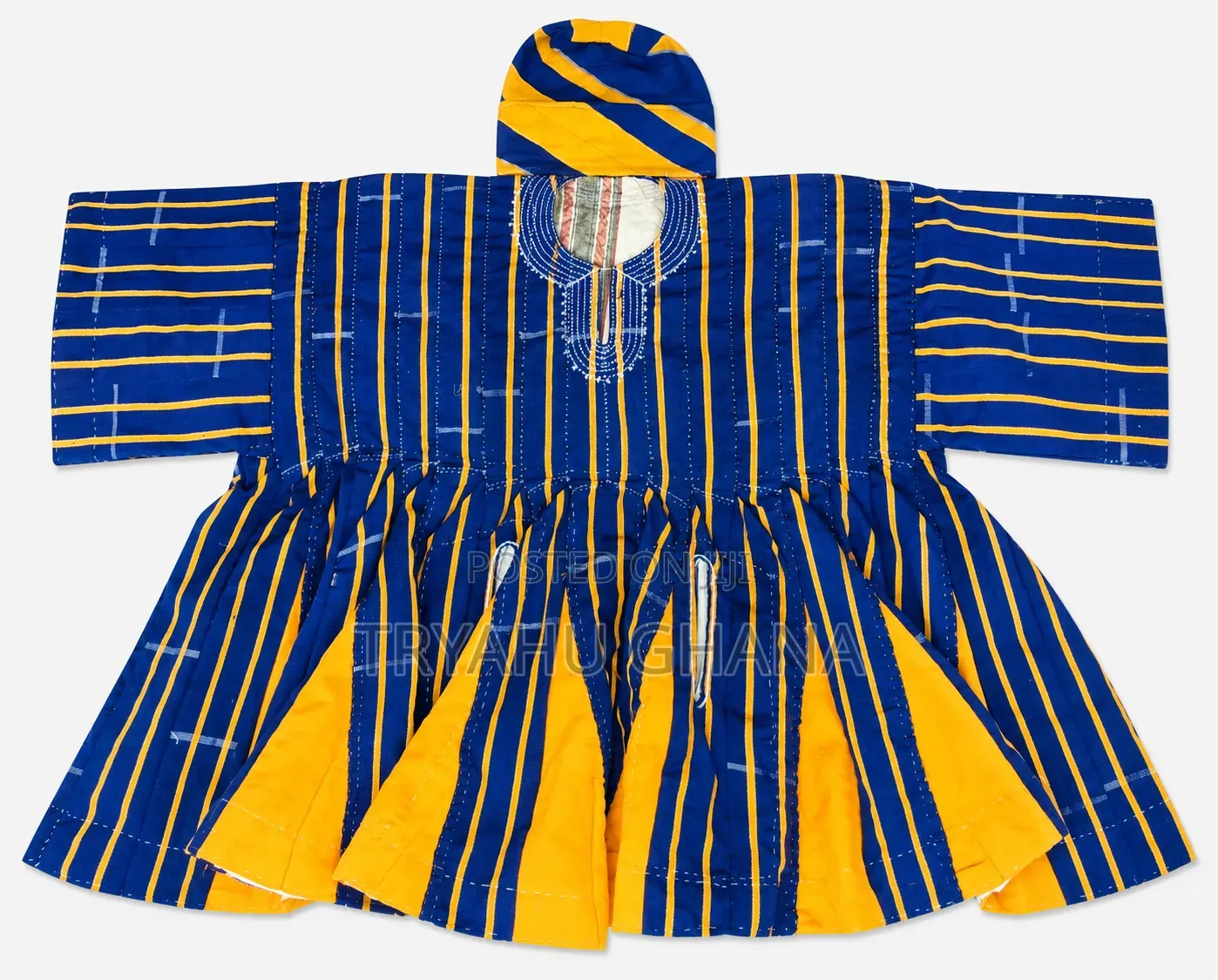 Authentic Yellow, Blue and White Ghanaian Smock for Men