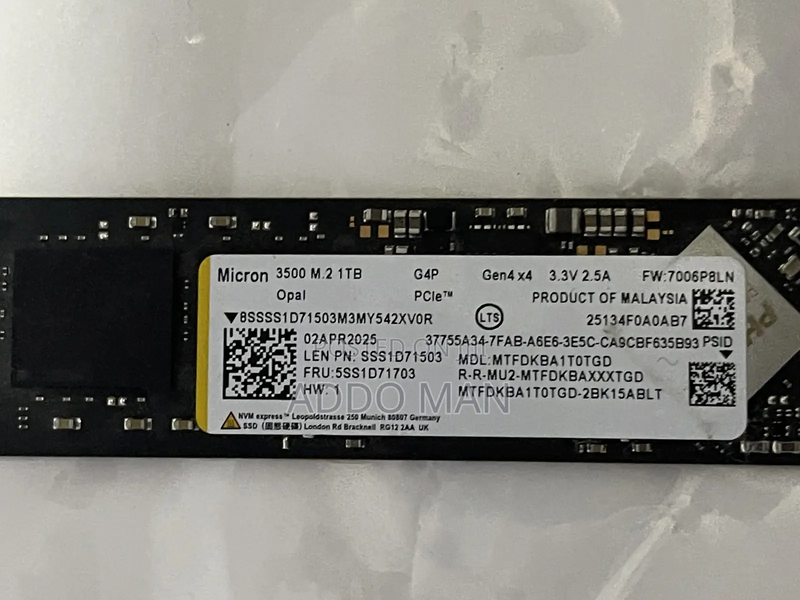 1tb Micron 3500 Nvme SSD