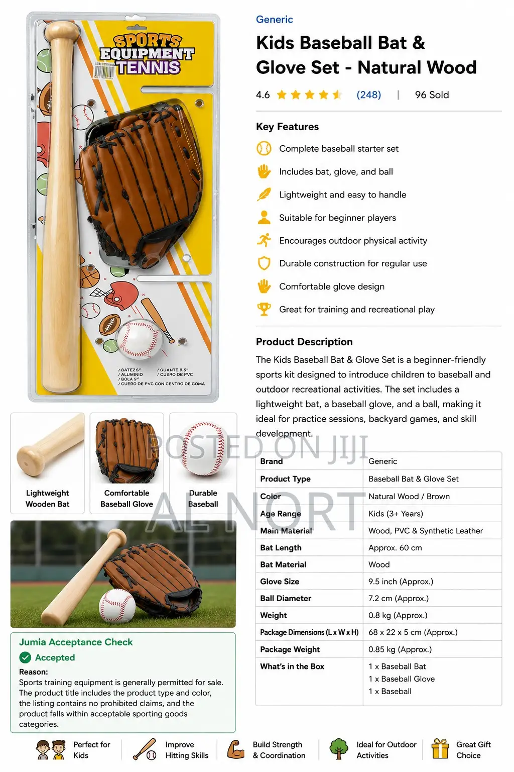 Kids Baseball Bat Glove Set