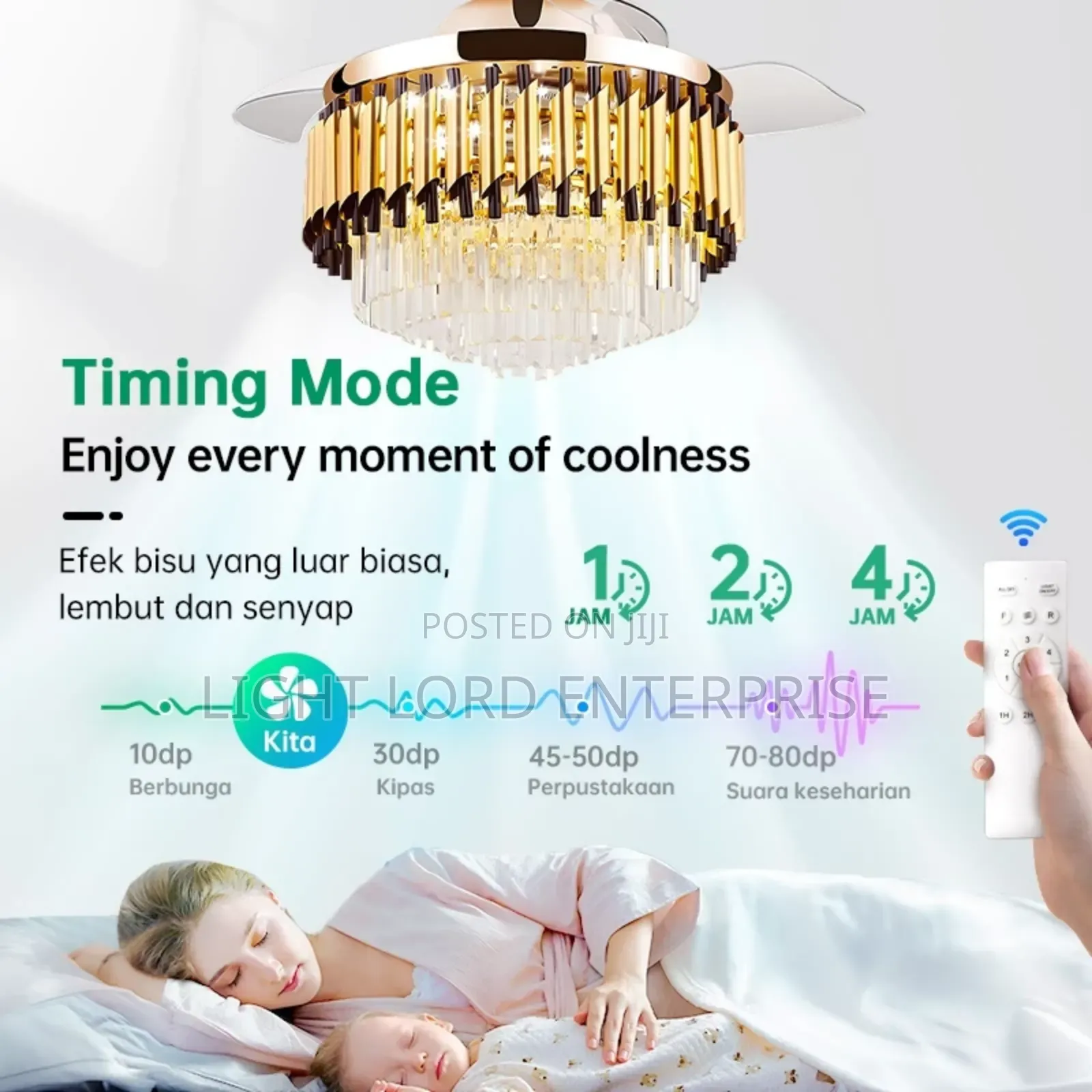 Achievs Led Light Chandelier Fan Light With Remote