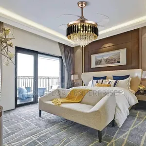 Transparent Blade Black and Gold Chandelier