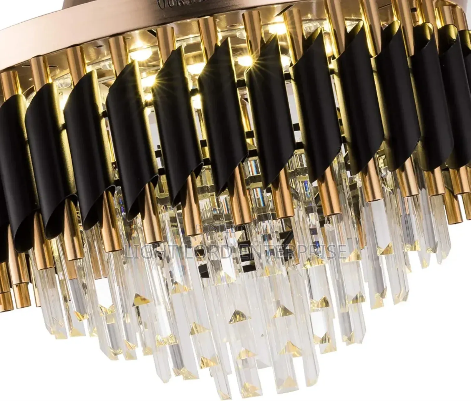 Transparent Blade Black and Gold Chandelier