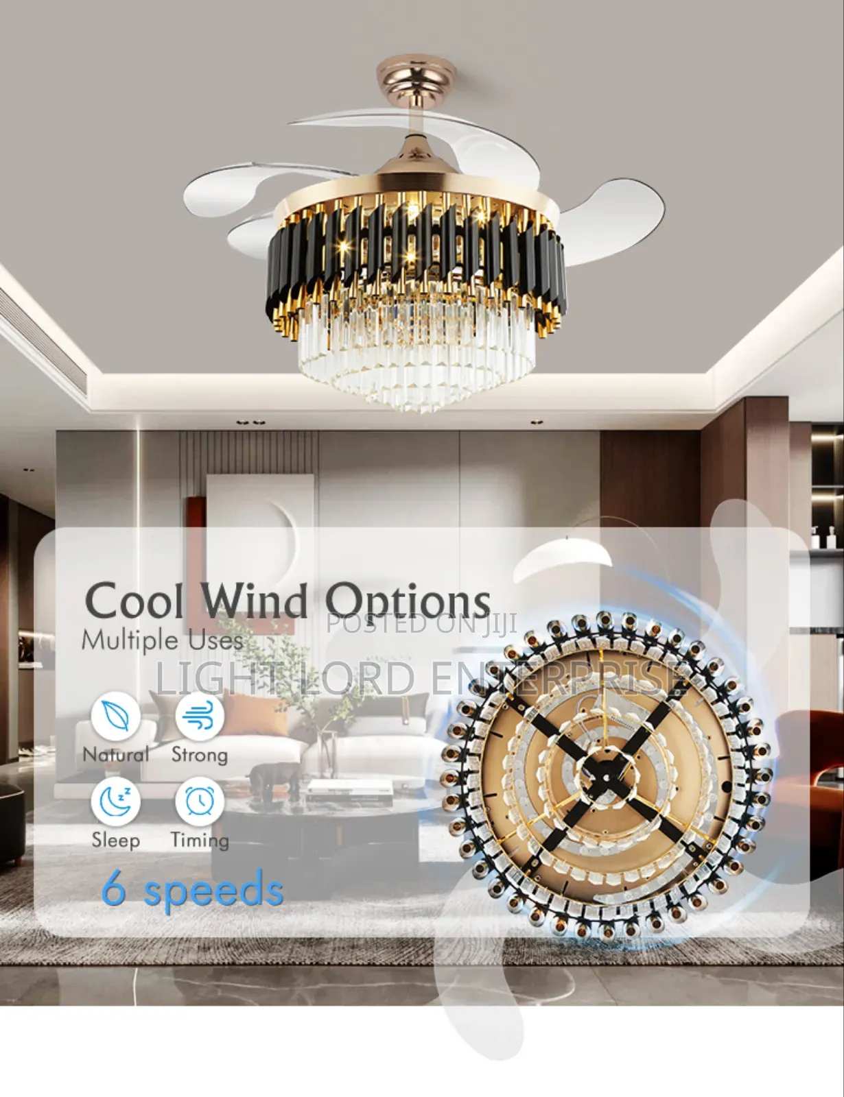 Bellagio Chandelier Ceiling Fan 48inches