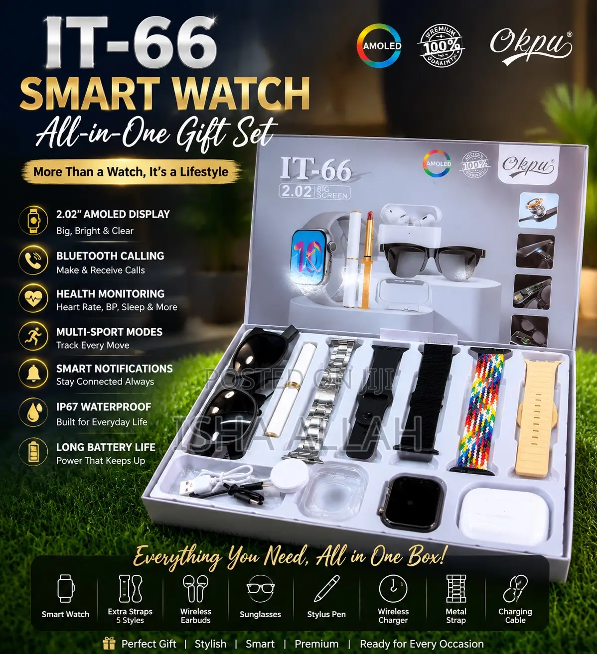 Watch, Smart Sunglasses. It-66 Smart Watch All-in-One Gift Set