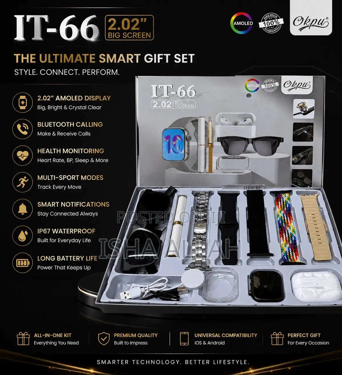 Watch, Smart Sunglasses. It-66 Smart Watch All-in-One Gift Set