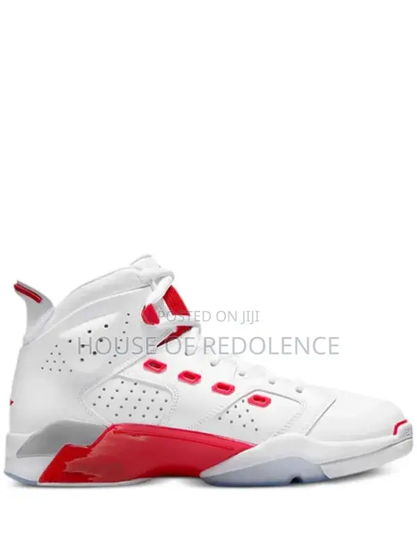 Air Jordan 6-17-23 White Fire Red Sneakers