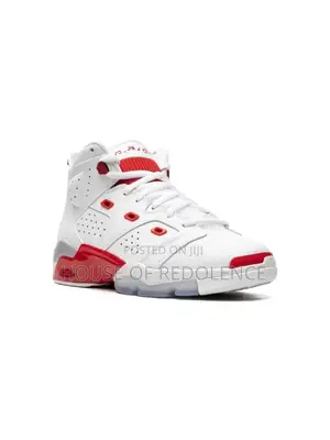 Air Jordan 6-17-23 White Fire Red Sneakers