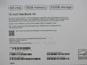 New Laptop Apple MacBook Air 2026 M5 16GB Apple M5 SSD 512GB