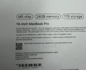 New Laptop Apple MacBook Pro 2025 M5 24GB Apple M5 SSD 1T