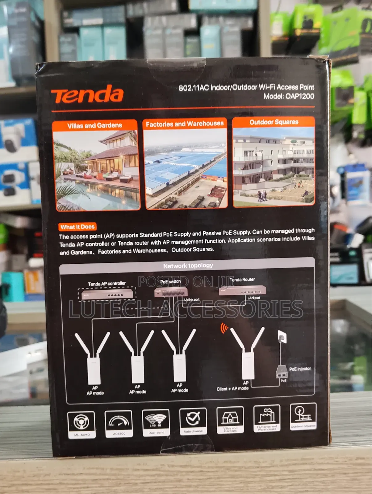 Tenda 802.11ac Indoor/Outdoor Wi-Fi Access Point/ Tenda Oap1200