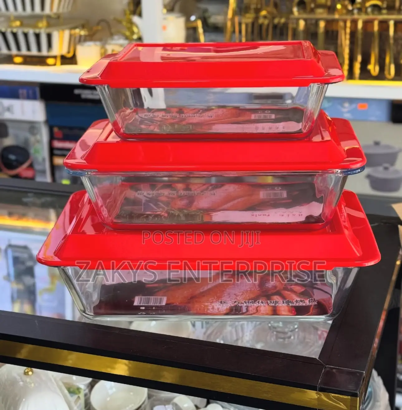 Glass Tray Set With Lid 3set
