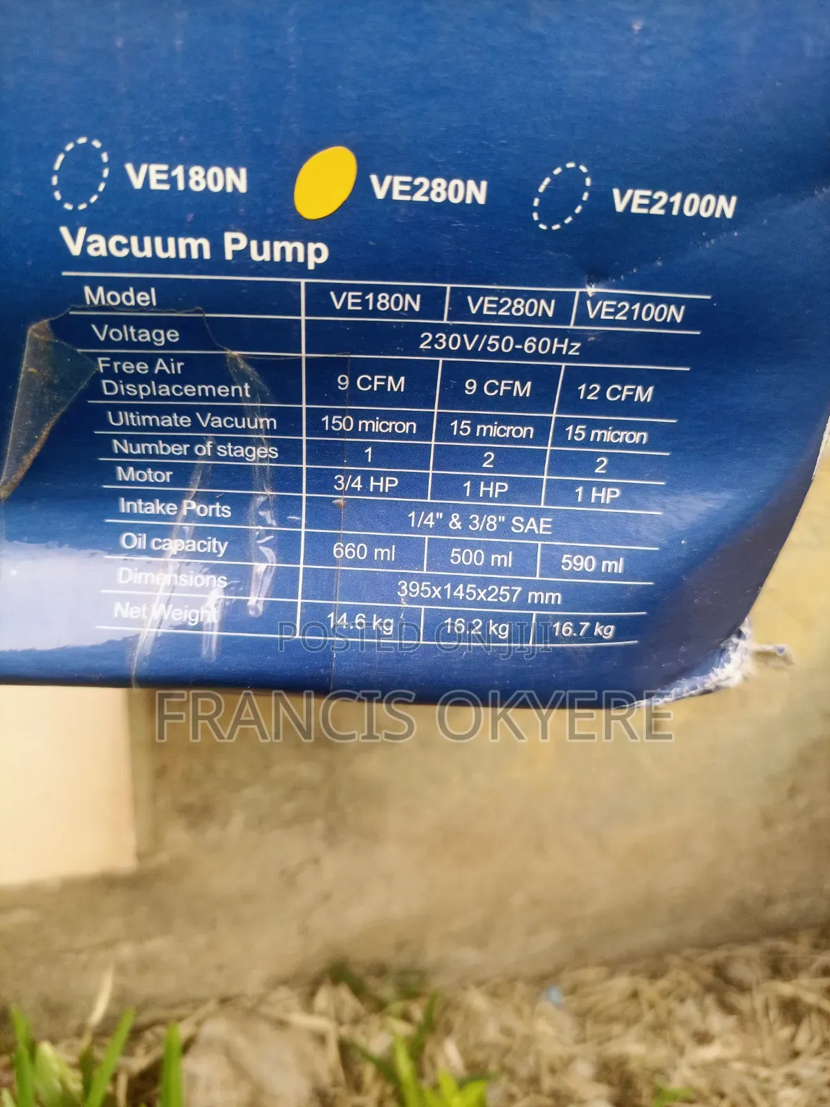 Value Ve280n Vacuum Pump