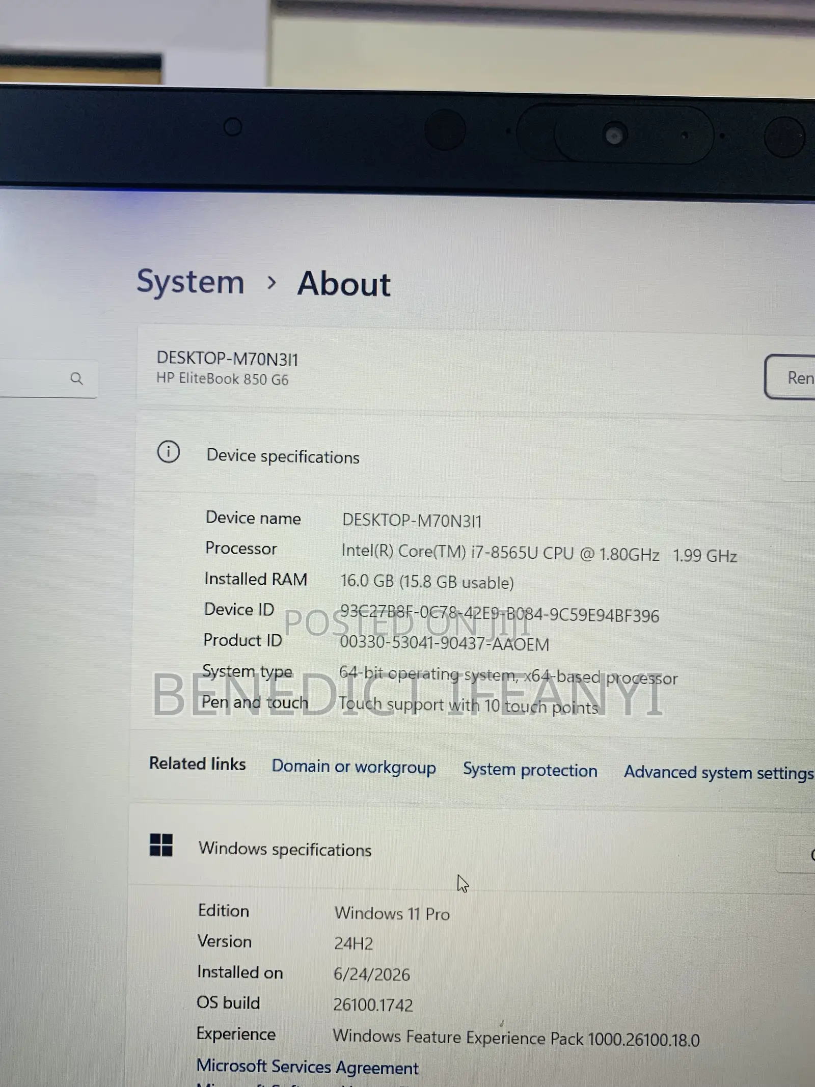 Laptop HP EliteBook 850 G6 16GB Intel Core i7 SSD 512GB