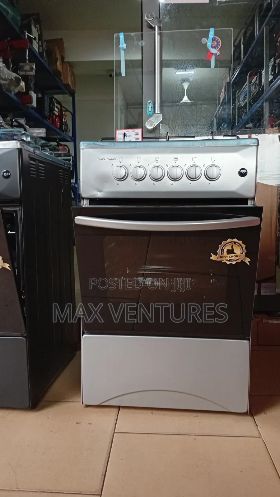 Volcano 50×50 4gas Burner +Oven and Grill Gray and Black Stainless