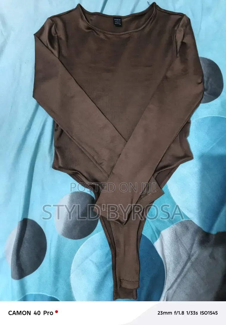 Brown Long Sleeve Bodysuit Top- Ladies Size M - Gh 70 Nego