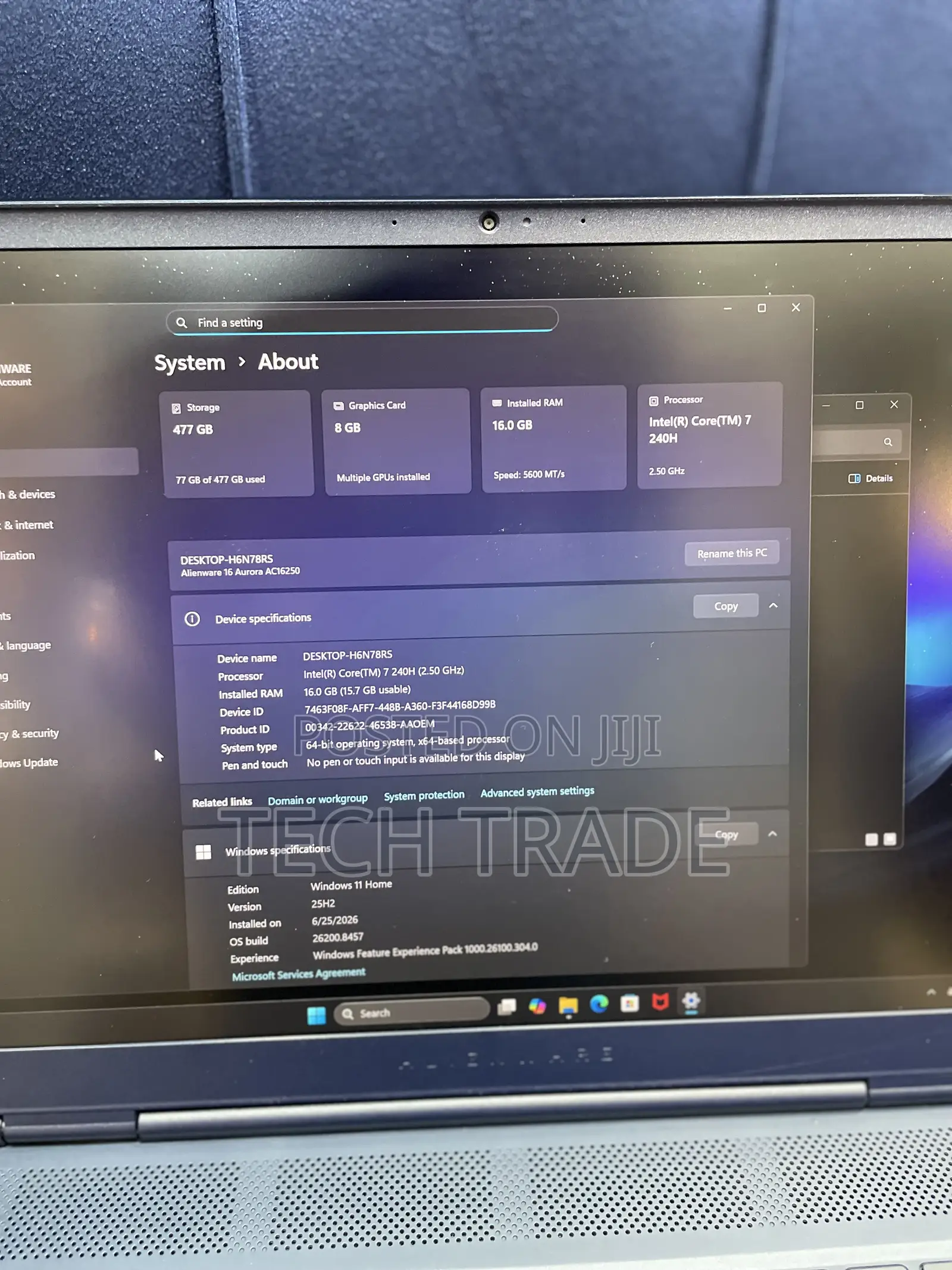 Laptop Alienware 16 Aurora 16GB Intel Core 7 SSD 512GB