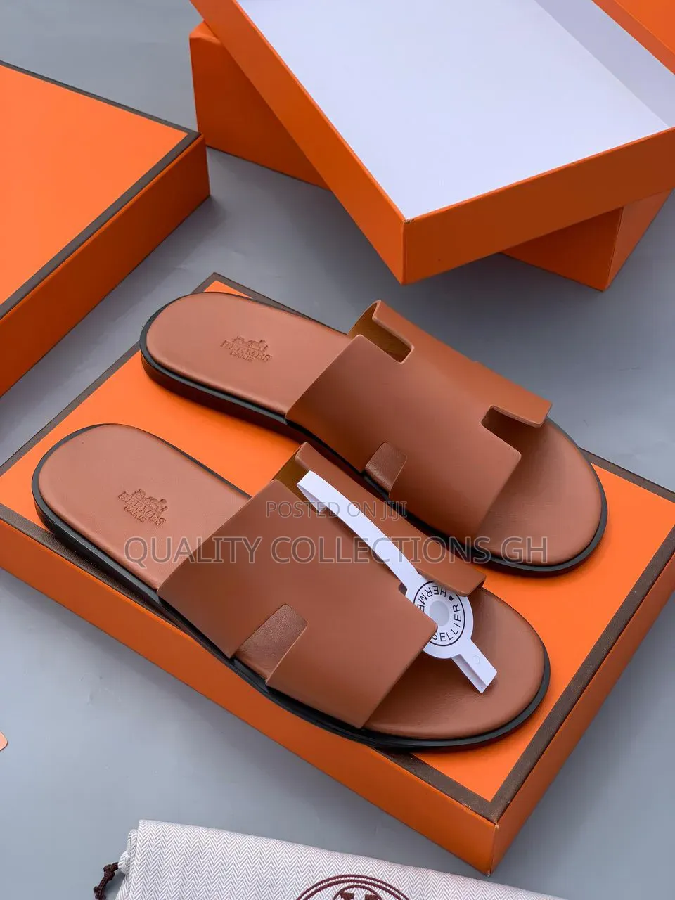 Brown Hermes Slippers