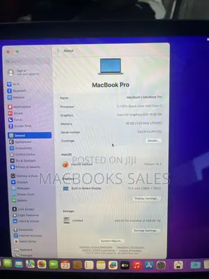 Laptop Apple MacBook Pro 2017 16GB Intel Core i7 SSD 512GB