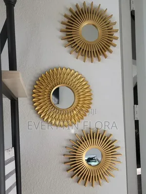 3-Piece Gold Wall Clock + Mirror Set – Luxury Accent Decor*
