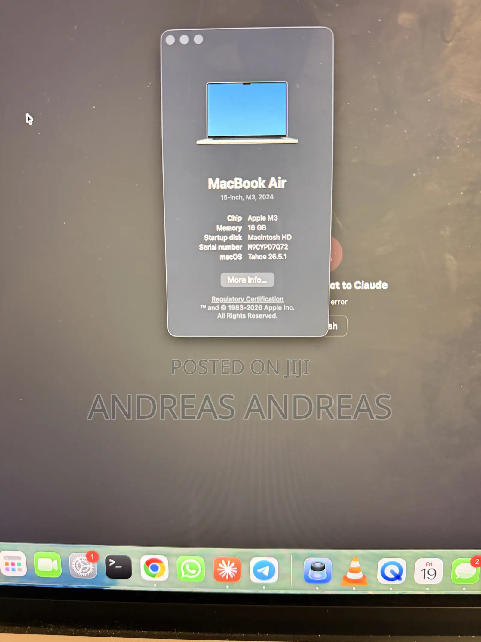 Laptop Apple MacBook Air 2024 M3 16GB Apple M3 SSD 256GB
