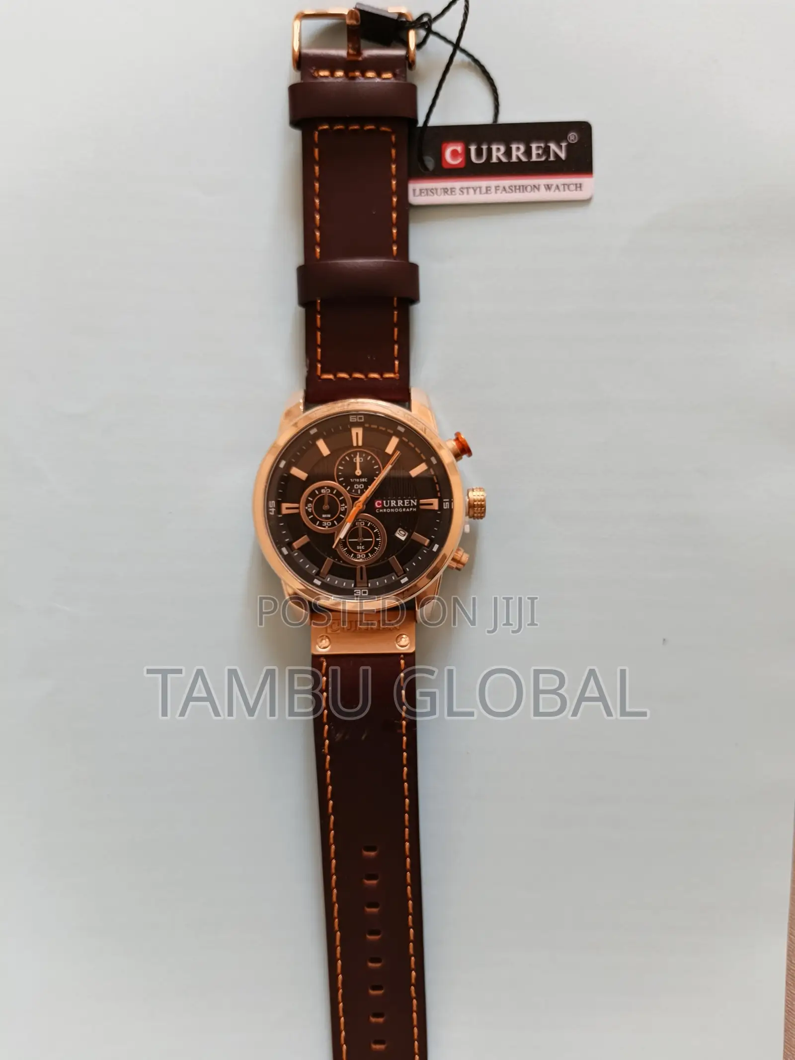 Original Curren Chronograph Leather Watch–Rose Gold | Anti-Fade Strap