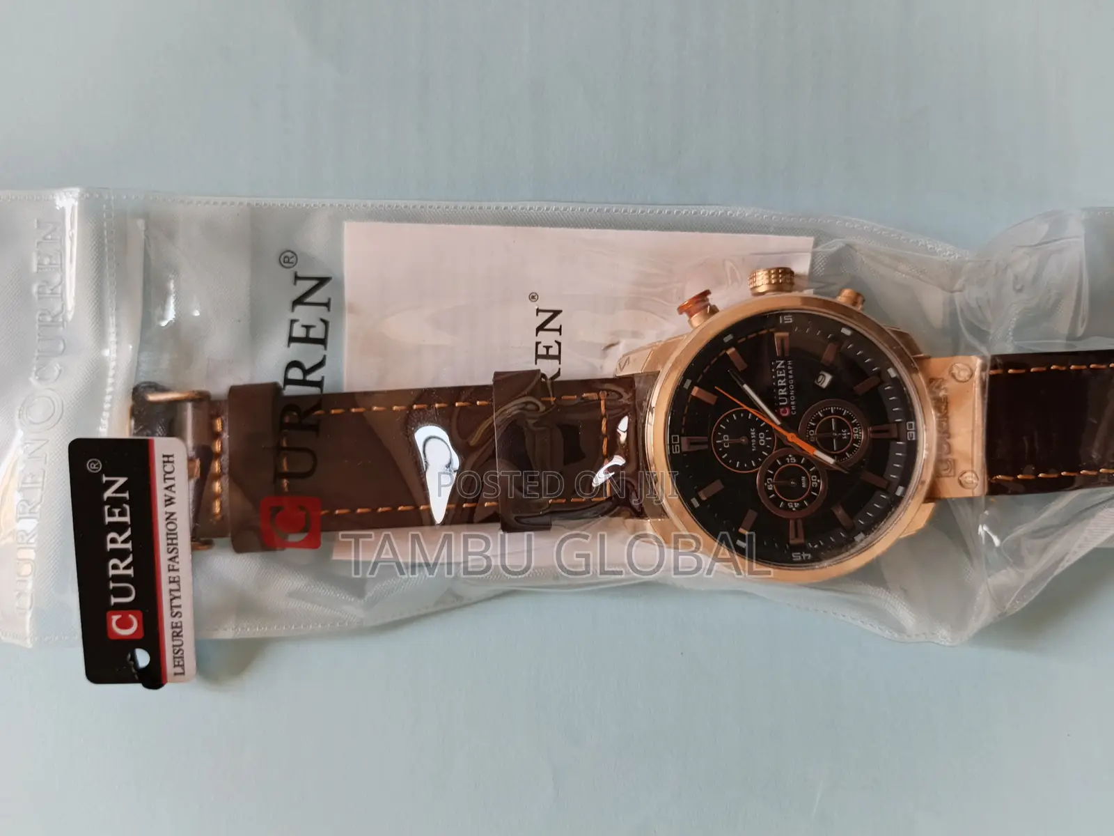 Original Curren Chronograph Leather Watch–Rose Gold | Anti-Fade Strap