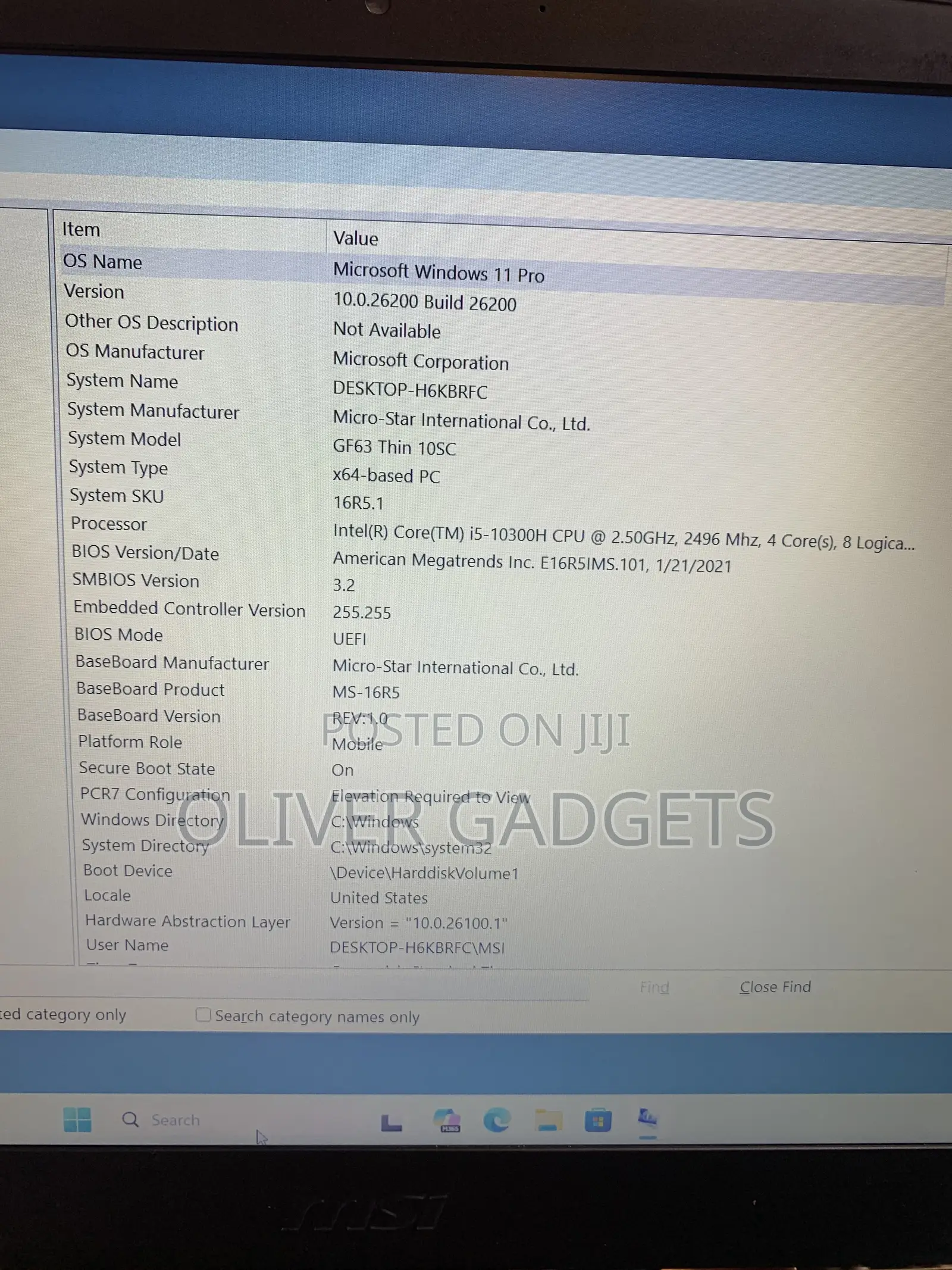 Laptop MSI GF63 16GB Intel Core i5 SSD 256GB
