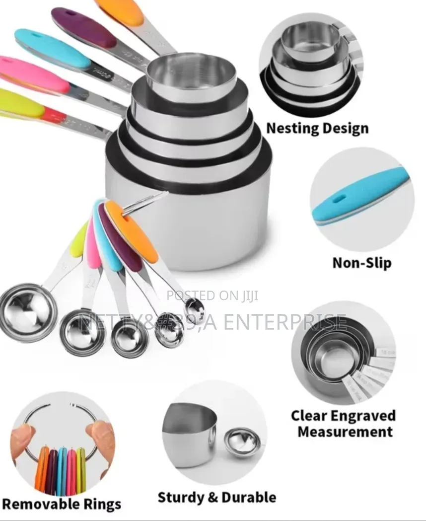 10pc Stainless Steel Measuring Cups Spoons