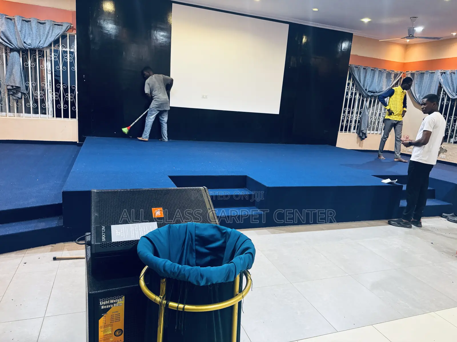 Quality and Thick Floor Dark Blue Carpet for Church Auditorium