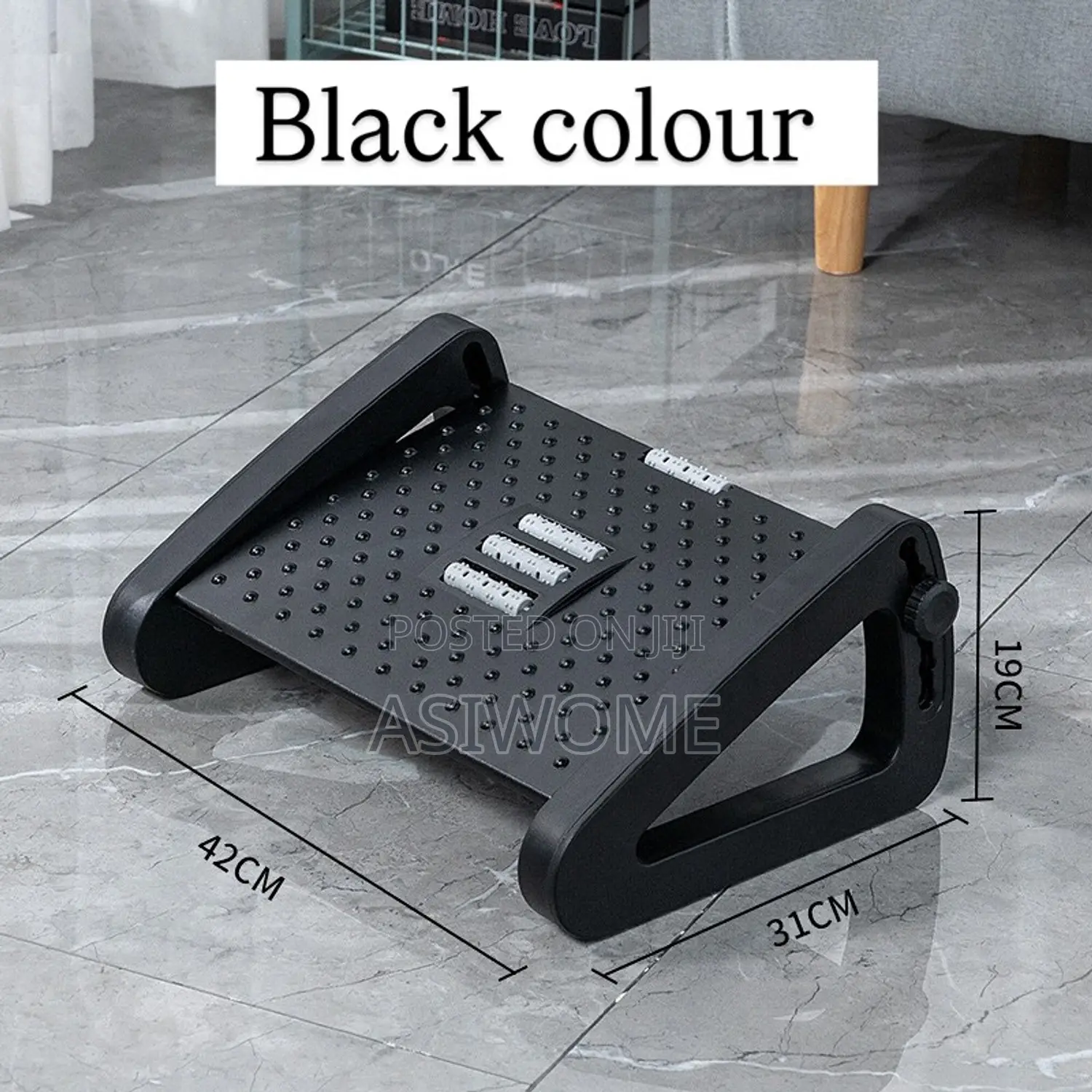 Triangular Ergonomic Footrest Massager - Black