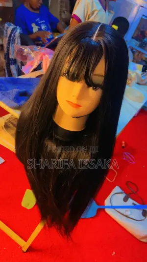 Premium Bone Straight Long Wig With Full Bangs”