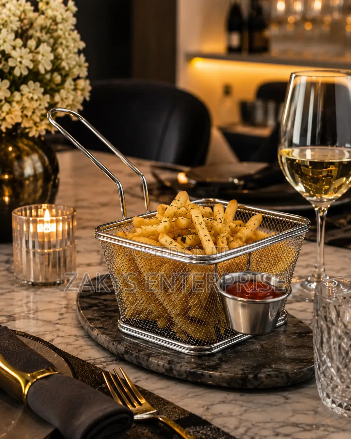 Fries Basket With Mini Sauce Bowl