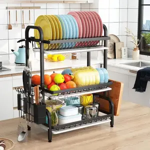 Dish Drying Rack, Metal 3-Tier Large Capacity Dish Rack